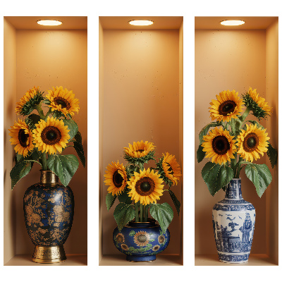 3D effect wall sticker 31x29 Sunflower bouquets