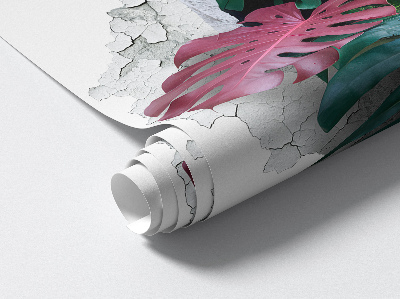 3D wall hole wallpaper 31x29 Tropical composition