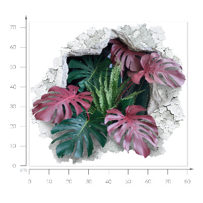 3D wall hole wallpaper 31x29 Tropical composition