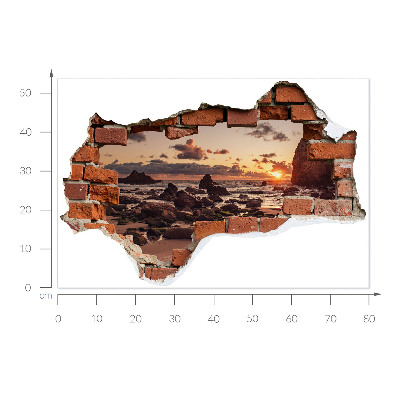 3D wall hole wallpaper 31x21 Coast of Dreams