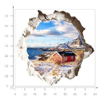 3D wall hole wallpaper 31x30 Winter landscape
