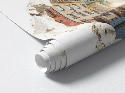 3D wall hole wallpaper 31x30 City Market