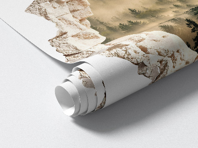 3D wall hole wallpaper 31x31 Mystical forest