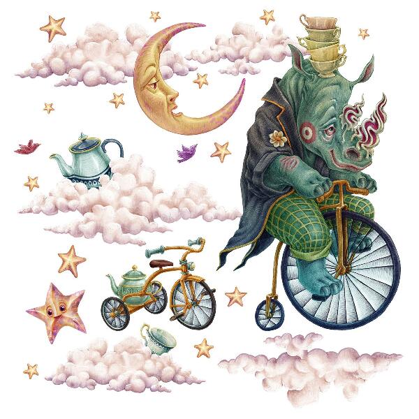 Wall sticker 100x134 The enchanted animal kingdom in a cartoon style