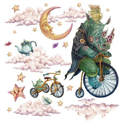 Wall sticker 100x134 The enchanted animal kingdom in a cartoon style