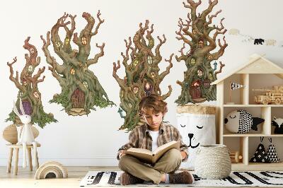 Wall sticker 100x179 Forest fairy-tale houses in trees in a cartoon style