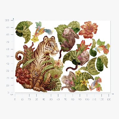 Wall sticker 100x133 Jungle safari with pastel animals