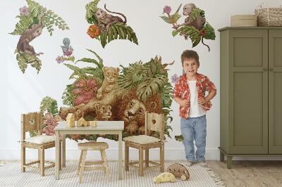Wall sticker 100x153 Safari exotic animals in pastel jungle