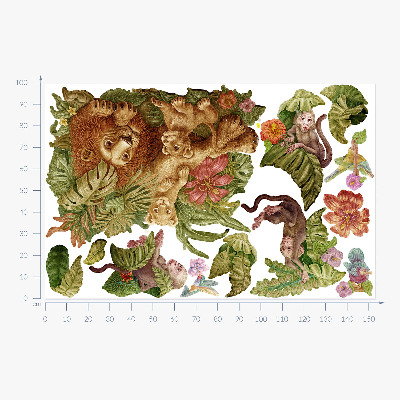 Wall sticker 100x153 Safari exotic animals in pastel jungle