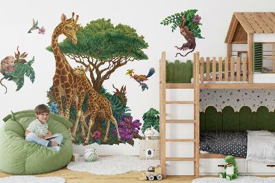 Wall sticker 100x149 Safari with wild animals in cartoon form