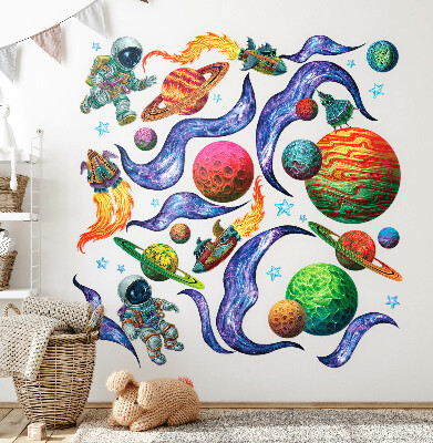Wall sticker 100x155 Rocket space travel with astronauts and planets