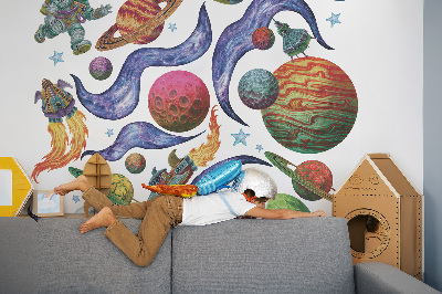 Wall sticker 100x155 Rocket space travel with astronauts and planets