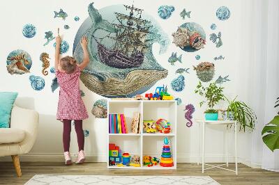 Wall sticker 100x122 An underwater fairy tale with sea animals
