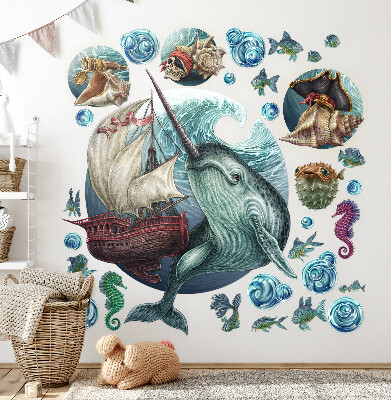 Wall sticker 100x109 An underwater land of cartoon creatures