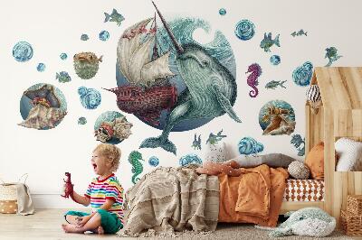 Wall sticker 100x109 An underwater land of cartoon creatures