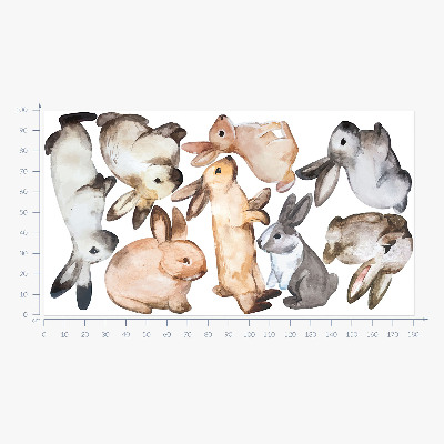 Wall sticker 100x181 Pastel bunnies in watercolor technique