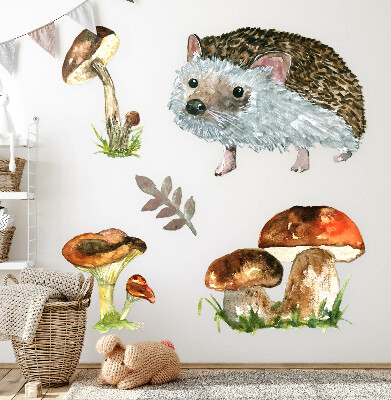 Wall sticker 100x155 Forest composition of plants and animals in watercolor