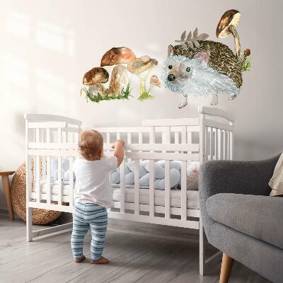 Wall sticker 100x155 Forest composition of plants and animals in watercolor