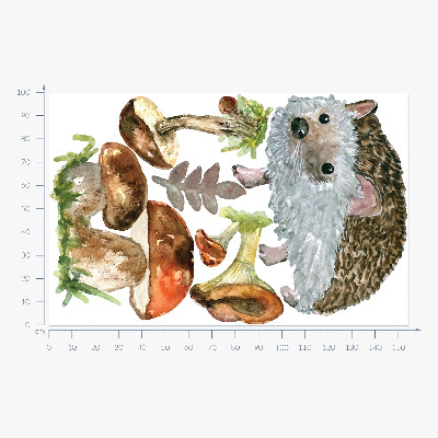 Wall sticker 100x155 Forest composition of plants and animals in watercolor