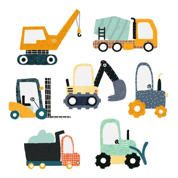 Wall sticker 100x152 Workers' vehicles in construction colors
