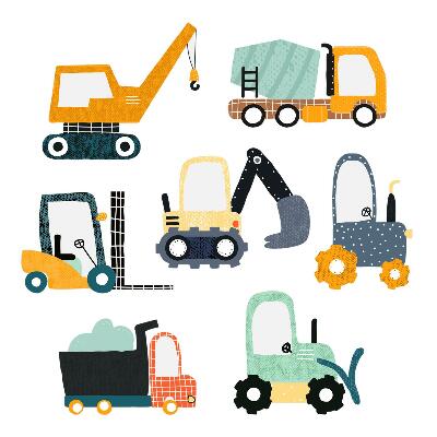 Wall sticker 100x152 Workers' vehicles in construction colors