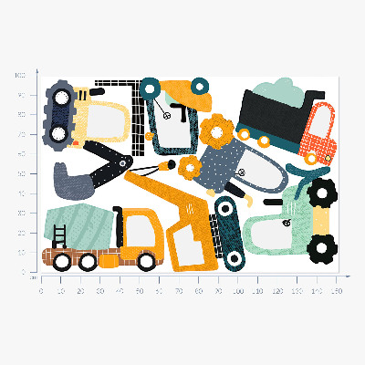 Wall sticker 100x152 Workers' vehicles in construction colors