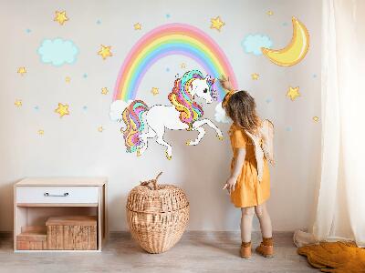 Wall sticker 100x179 Colorful unicorn in the rainbow sky