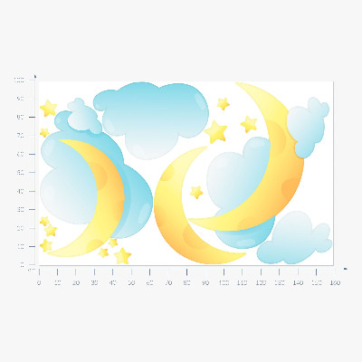 Wall sticker 100x160 Night sky with subtle moon and stars