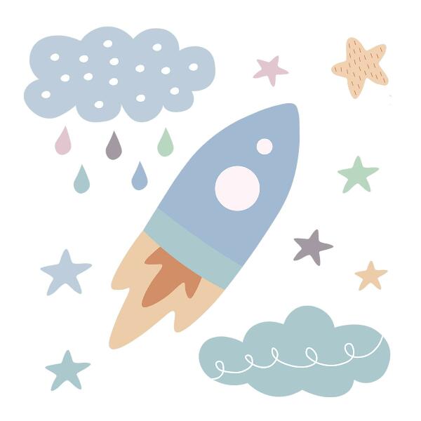 Wall sticker 100x167 Space pastel dreams with stars and clouds