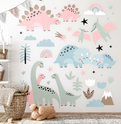 Wall sticker 100x148 Dinosaurs in pastel vegetation surroundings