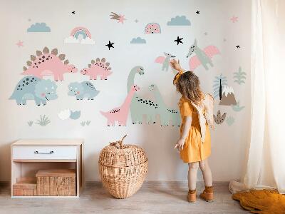 Wall sticker 100x148 Dinosaurs in pastel vegetation surroundings