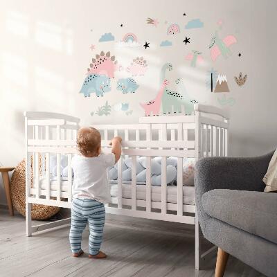 Wall sticker 100x148 Dinosaurs in pastel vegetation surroundings