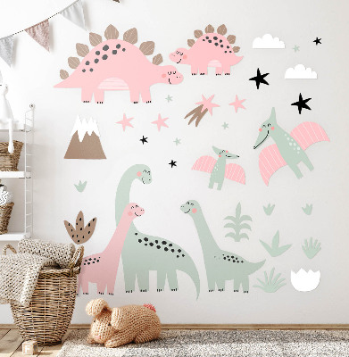 Wall sticker 100x160 Dinosaurs in a pastel jungle
