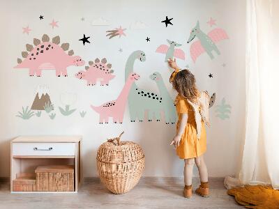 Wall sticker 100x160 Dinosaurs in a pastel jungle