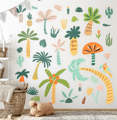 Wall sticker 100x140 Tropical trees in pastel shades
