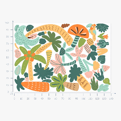 Wall sticker 100x140 Tropical trees in pastel shades