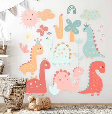 Wall sticker 100x153 Pastel world of dinosaurs in boho style