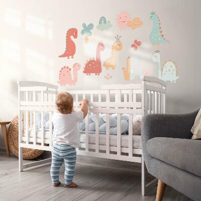Wall sticker 100x153 Pastel world of dinosaurs in boho style