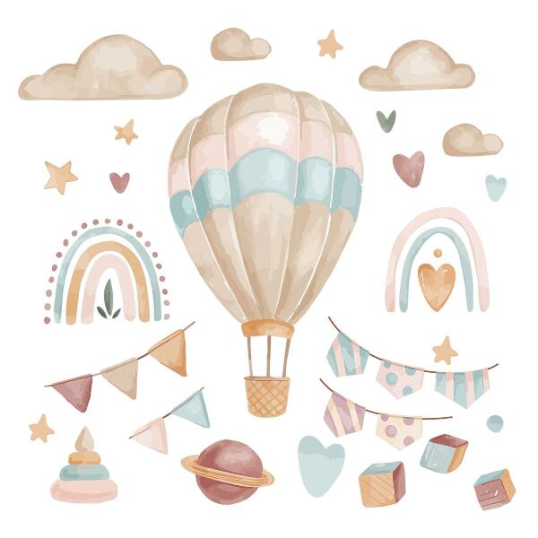Wall sticker 100x141 Boho watercolor pastel patterns