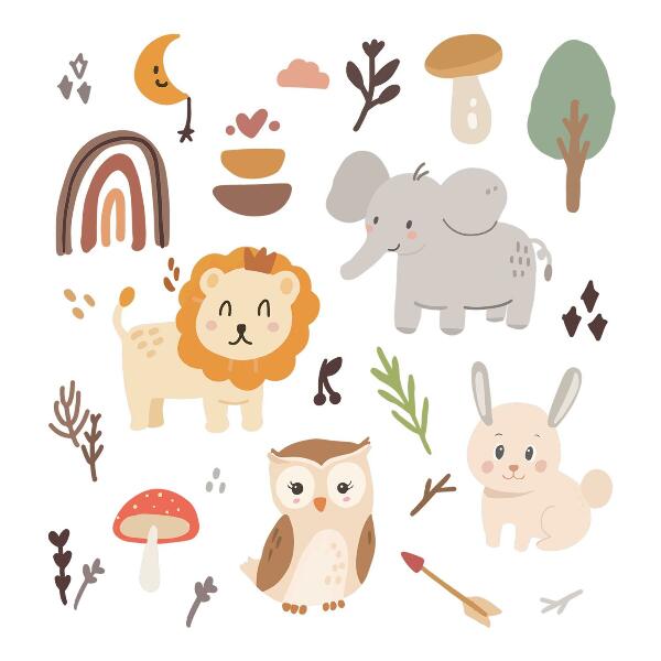 Wall sticker 100x182 Charming animal pattern in boho style