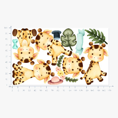 Wall sticker 100x169 Pastel giraffes in a watercolor safari style