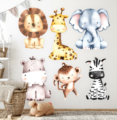 Wall sticker 100x165 Safari animals in a cute pastel aesthetic