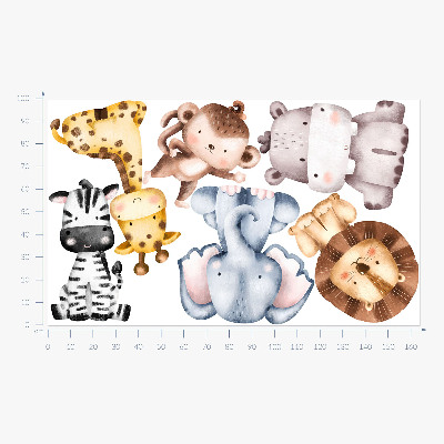 Wall sticker 100x165 Safari animals in a cute pastel aesthetic