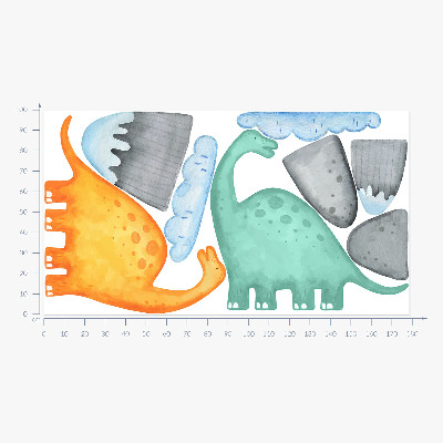 Wall sticker 100x179 Dinosaurs in pastel watercolor landscapes