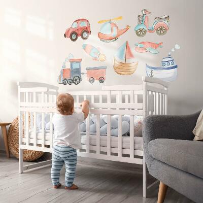 Wall sticker 100x157 Transport watercolors in pastel shades