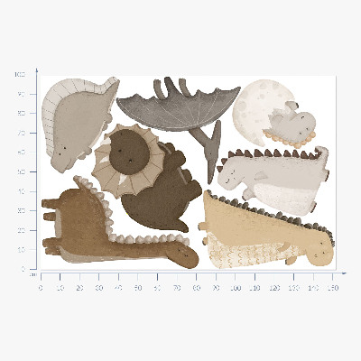 Wall sticker 100x152 Pastel cute dinosaurs in boho style