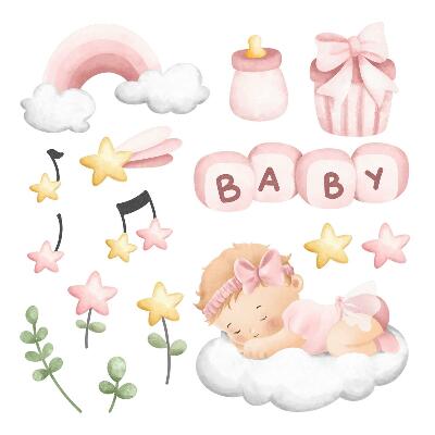 Wall sticker 100x142 Pastel watercolor decorations for a little princess