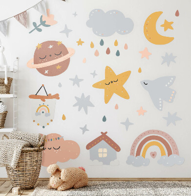 Wall sticker 100x165 Boho in pastel shades of sky and space