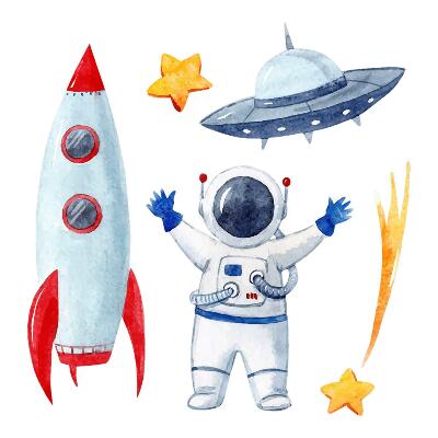 Wall sticker 100x170 Cosmic watercolors in pastel shades