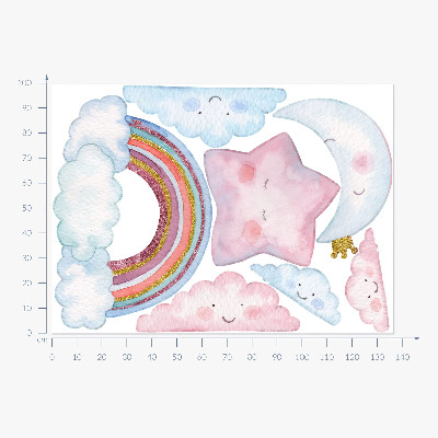 Wall sticker 100x137 Pastel magical sky in watercolor style